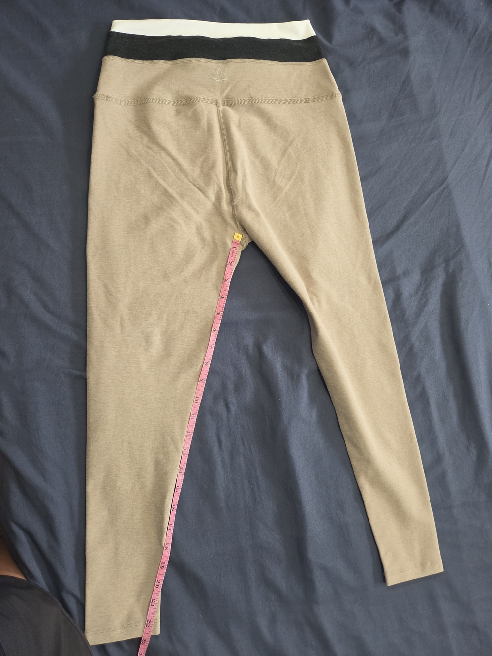 Beyond Yoga Tan Leggings with Black & White Waistband